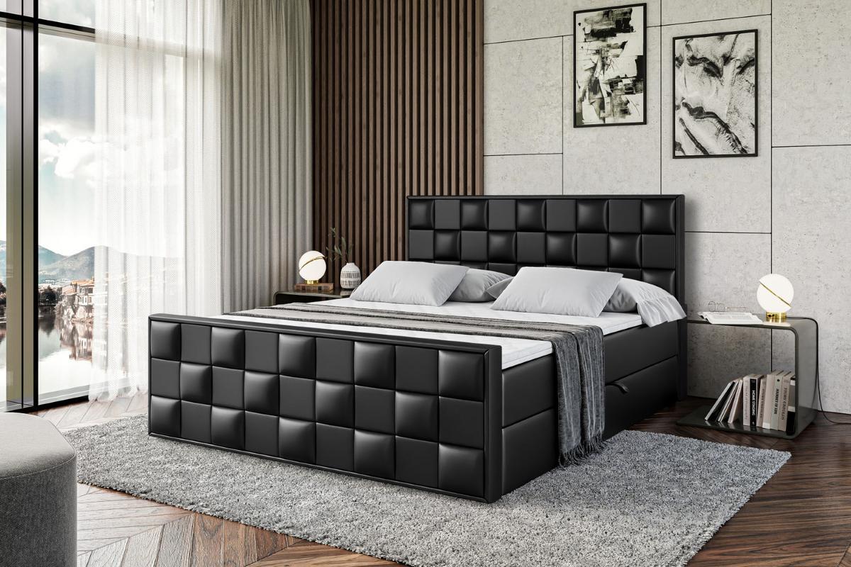 BOXBETT ZAFIRA - 120x200 - H3 - Schwarz Hochglanz - Schwarz Hochglanz, Holzwerkstoff (120/200cm) - ALTDECOR