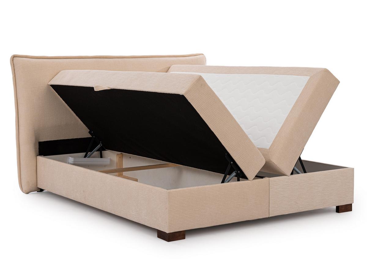 BOXBETT Lovetti, Strukturstoff mit Cordoptik, H3 - Beige/Dunkelbraun, Holz/Kunststoff (140/200cm) - S-Style Möbel