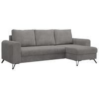 ECKSOFA Hugo Cord Hellgrau - Hellgrau/Schwarz, Textil/Metall (242/140cm) - MKS