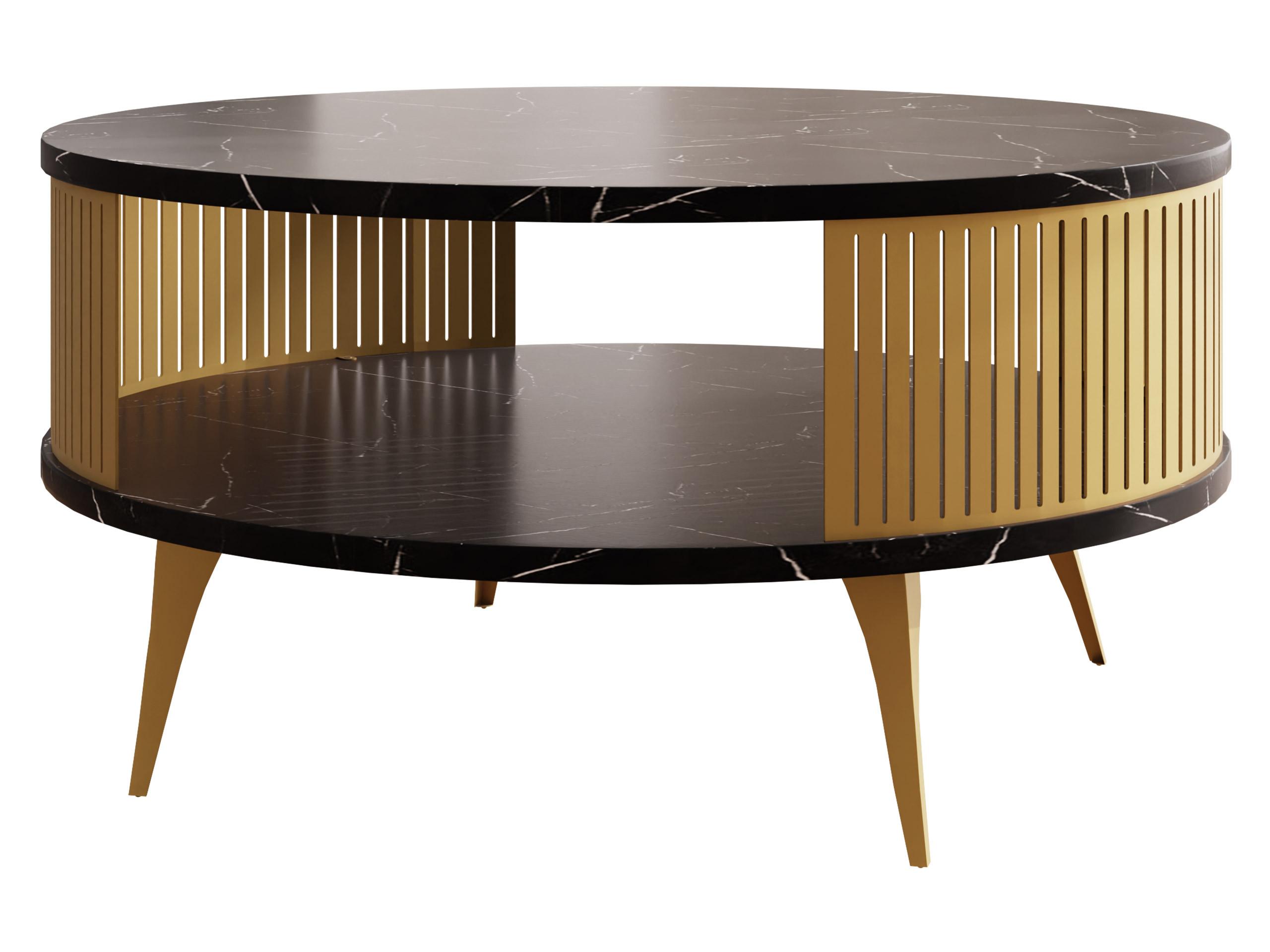 COUCHTISCH Roenni Gold - Goldfarben/Multicolor, Holzwerkstoff/Metall (75/75/44cm) - MIRJAN24
