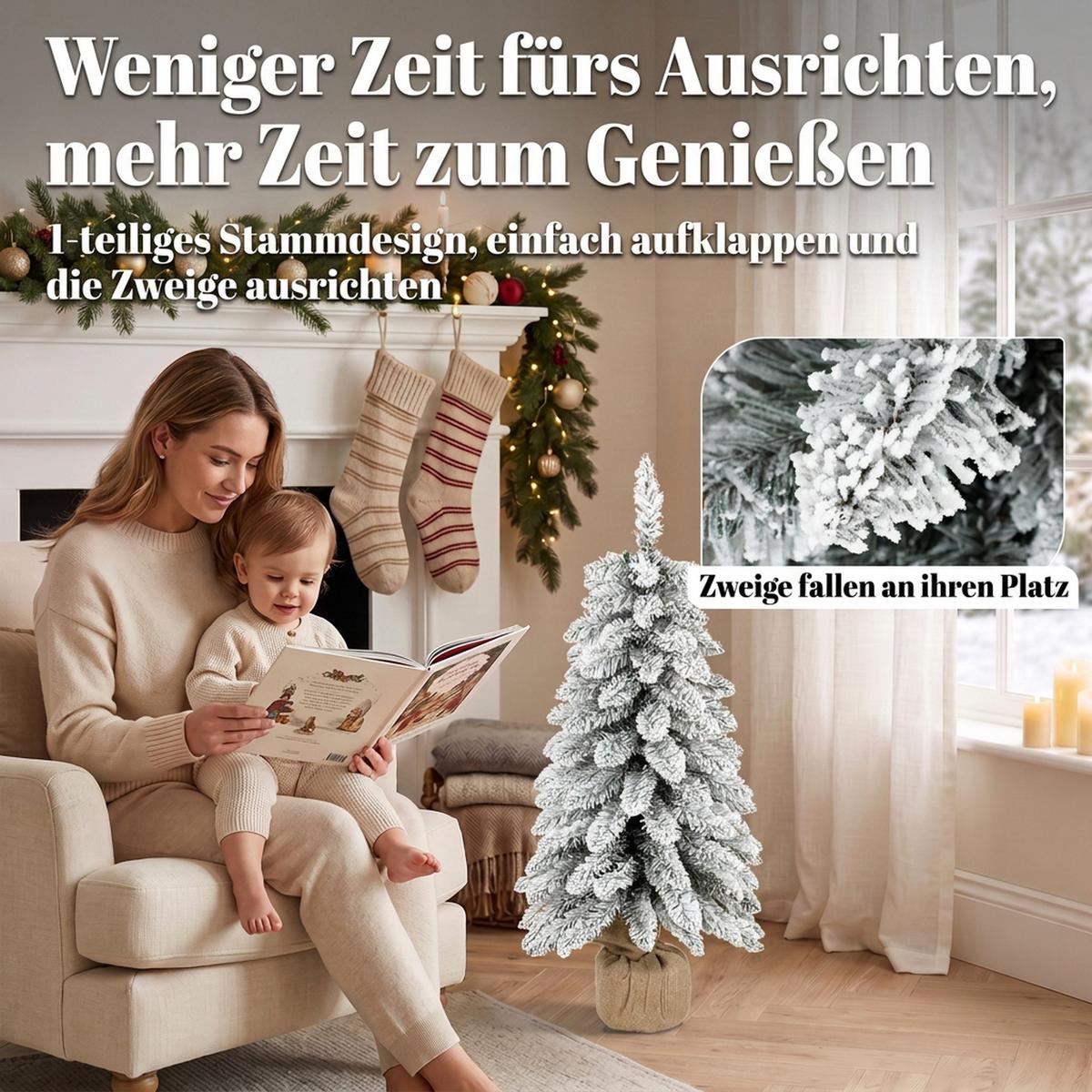 KÜNSTLICHER-WEIHNACHTSBAUM PVC Weiß - Weiß, Kunststoff (90cm) - HOMCOM