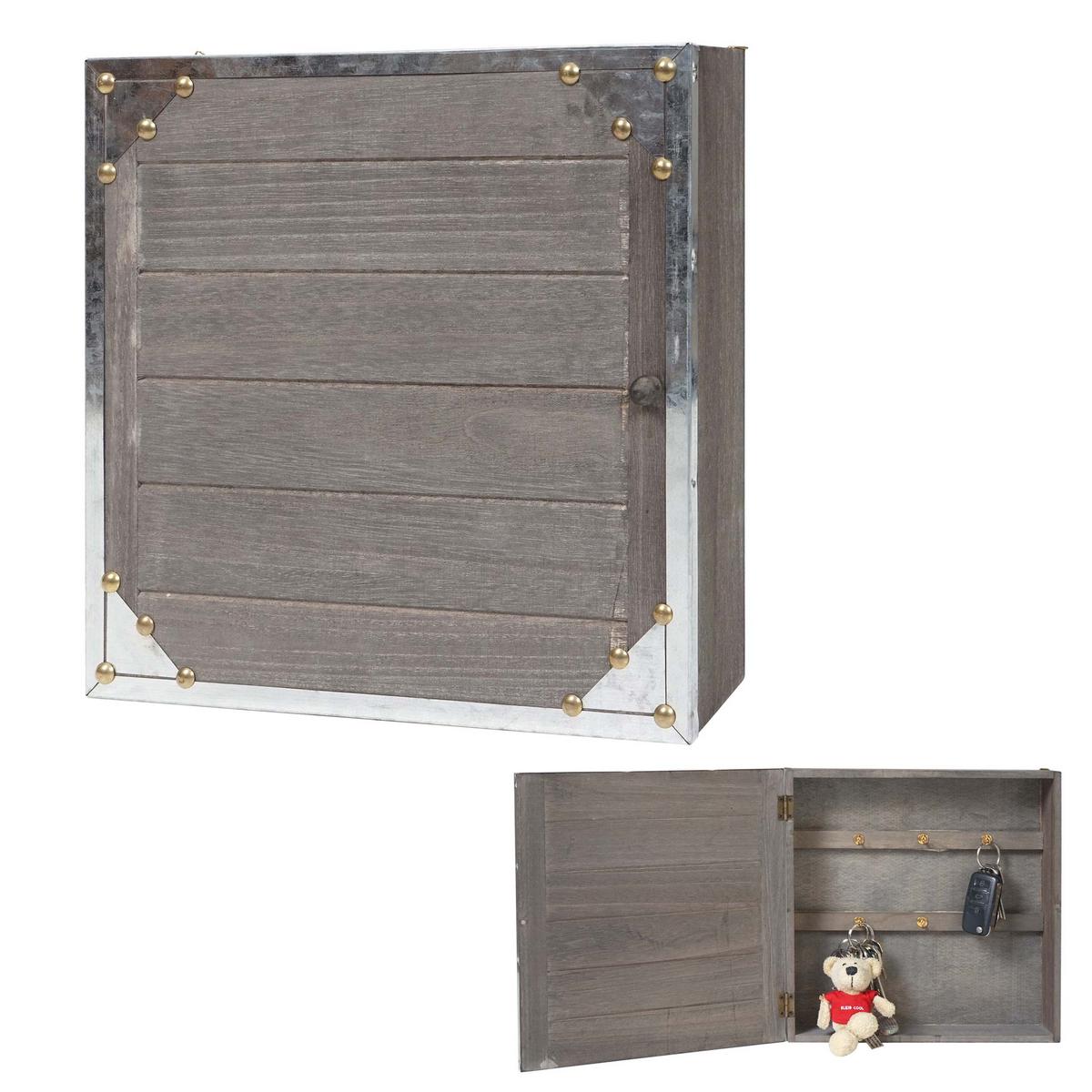 SCHLÜSSELKASTEN Grau, Braun - Braun/Grau, Holz (26/26/5cm) - MCW
