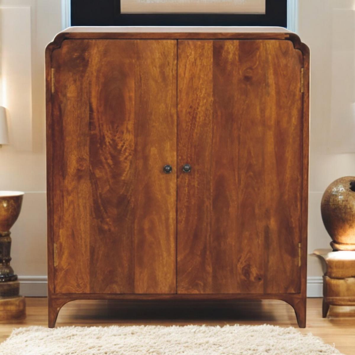 SCHRANK Rich-Kastanien-Finish, 2 Regale innen, Braun - Braun, Holz (35/80/70cm) - Artisan Furniture
