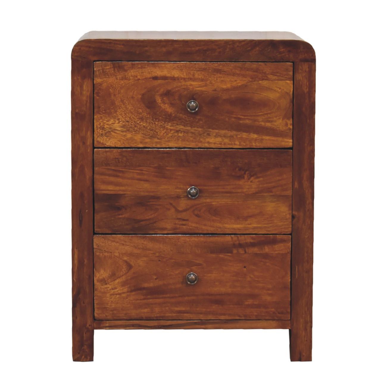NACHTTISCH ASPEN mit 3 Schubladen, Braun - Messingfarben/Braun, Holz/Metall (45/60/35cm) - Artisan Furniture