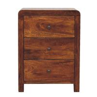 NACHTTISCH ASPEN mit 3 Schubladen, Braun - Messingfarben/Braun, Holz/Metall (45/60/35cm) - Artisan Furniture