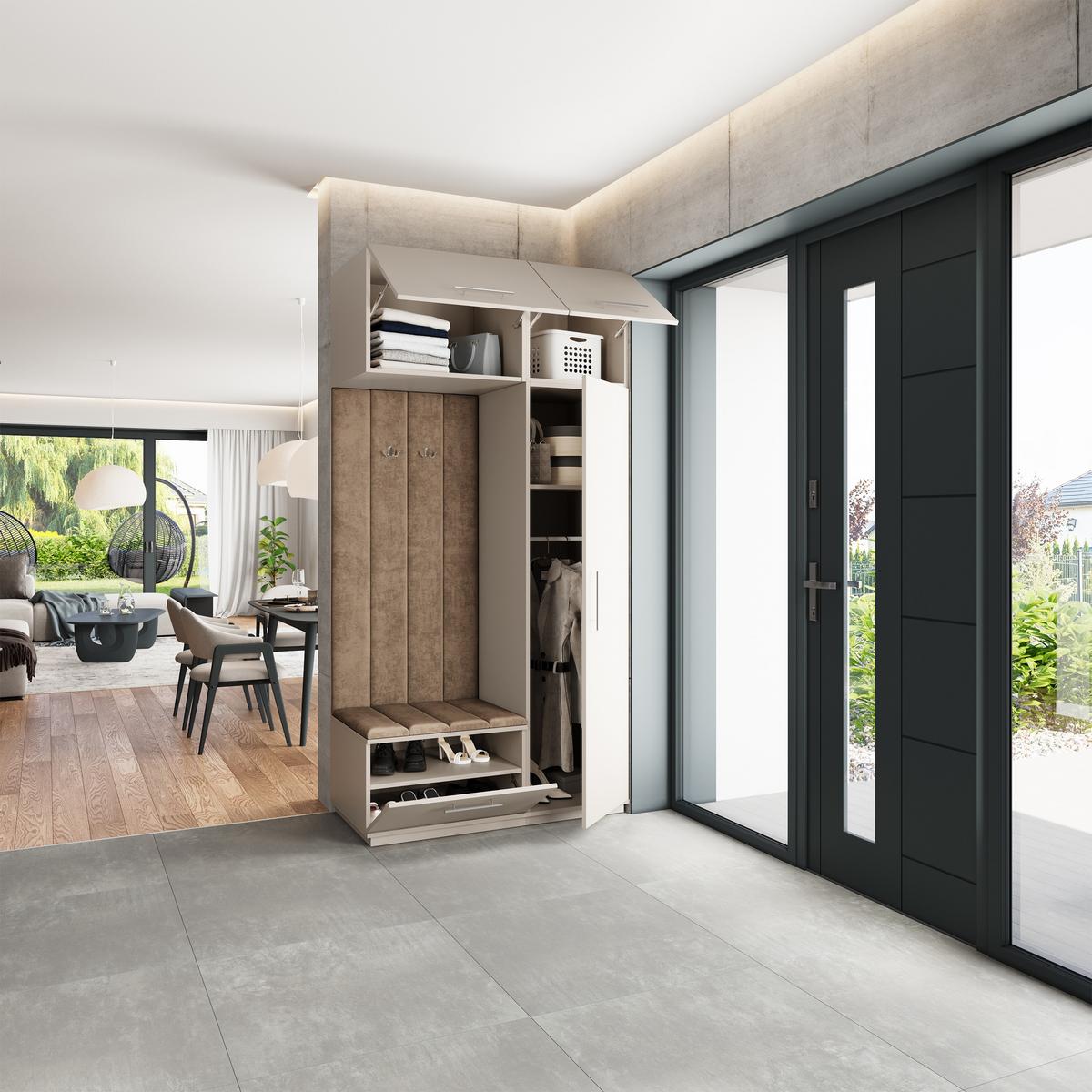 GARDEROBENSCHRANK REMA 120/240/60 cm Modern Garderobe-Set Kaschmir - Kaschmir/Mokka, Holzwerkstoff (120/240/60cm) - MASSENO