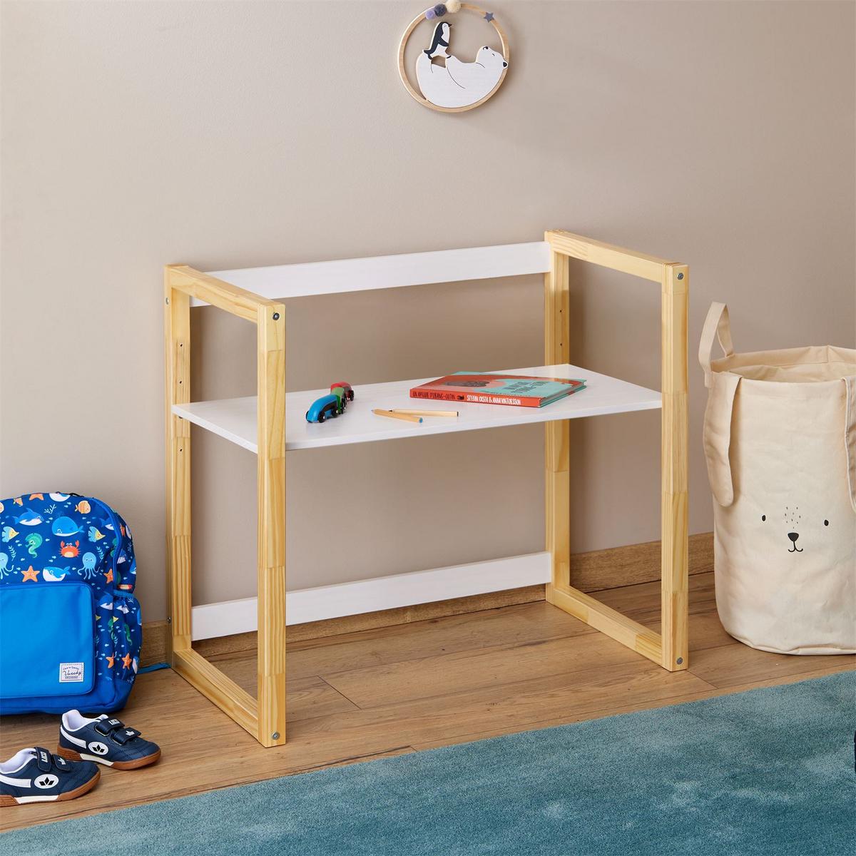 KINDERSCHREIBTISCH SUZA - Naturfarben/Weiß, Holz (80/76/48cm) - IDIMEX