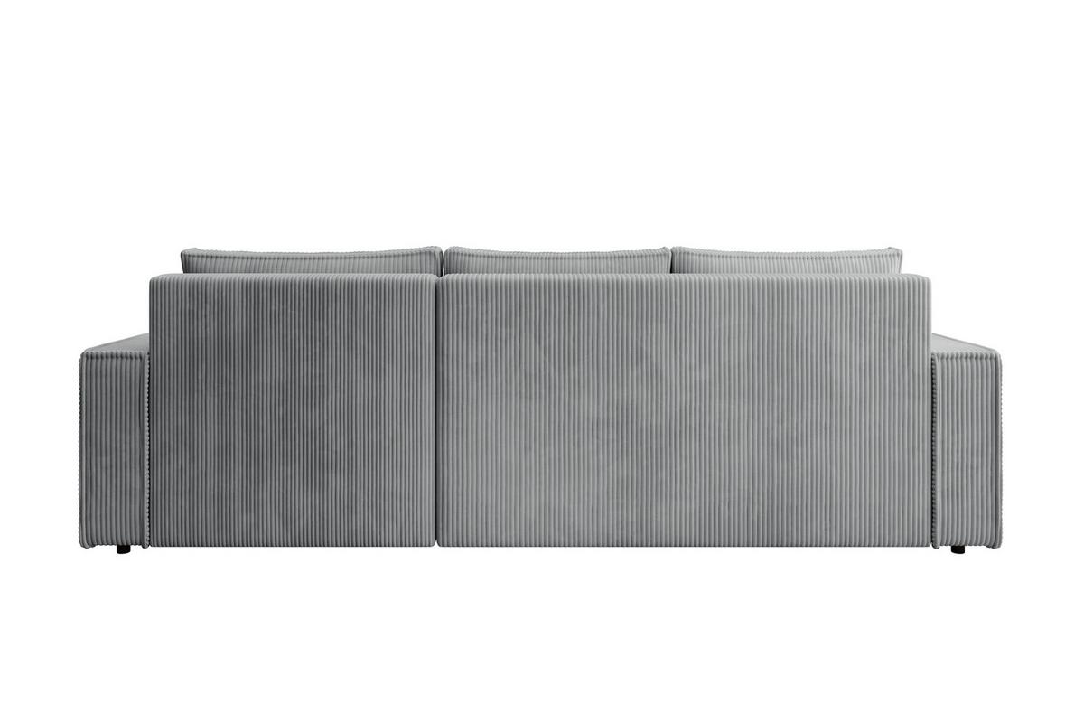 ECKSOFA CUDDY L, Eckcouch in L-Form mit Schlaffunktion und Bettkasten, Farbe: Grau, Cordstoff, Ottomane Rechts - Grau, Textil (240/140cm) - Storez24