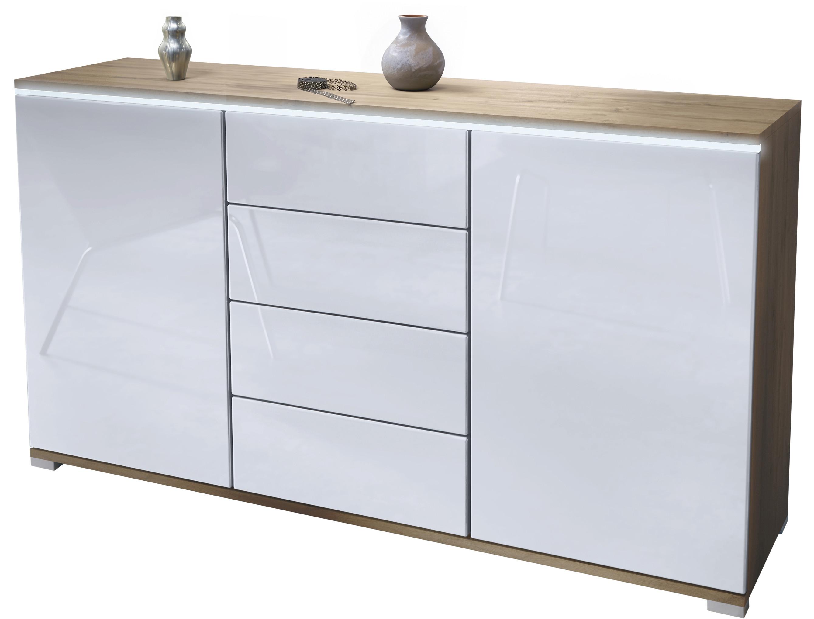 SIDEBOARD Faro Weiß Hochglanz - Weiß Hochglanz, Holzwerkstoff (138.5/75.5/35cm) - Vladon