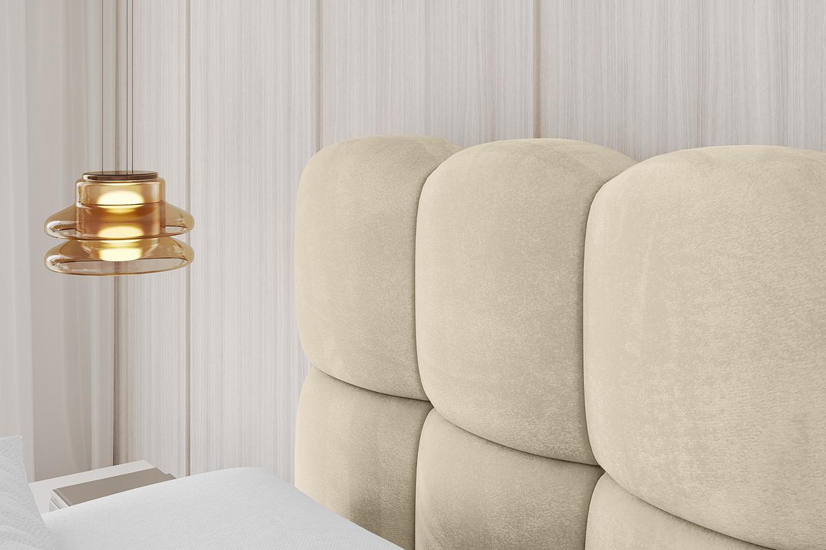 POLSTERBETT mit Bettkasten und Lattenrost, Boxbett ohne Matratze - LEYA 160x200 Beige - Ecru, Holzwerkstoff/Textil (160/200cm) - ALTDECOR
