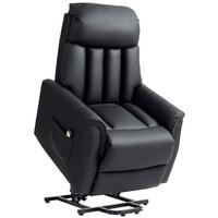 SESSEL mit Aufstehhilfe Kunstleder schwarz - Schwarz, Leder/Holzwerkstoff (80/104/94cm) - HOMCOM