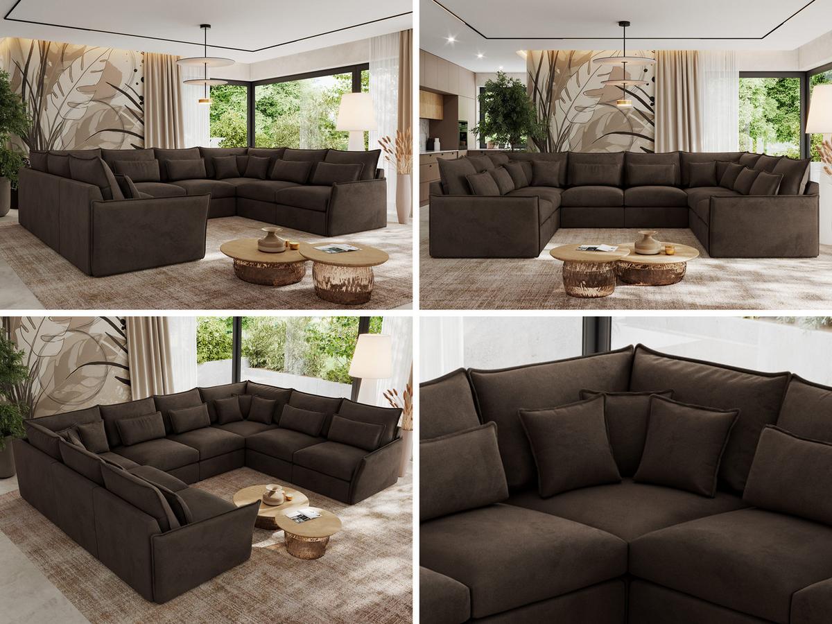 WOHNLANDSCHAFT VERSO U 8M Braun Velvet - Schwarz/Braun, Kunststoff/Textil (362/93/270cm) - MKS