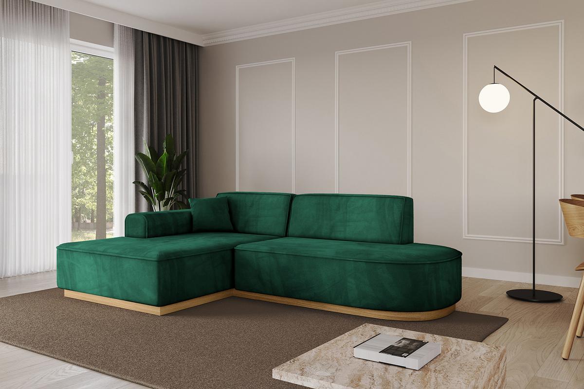 ECKSOFA Ottomane Links IREA-L1-v2 - 232x165x80 cm Grün - Dunkelgrün, Holzwerkstoff/Textil (232/165cm) - ALTDECOR