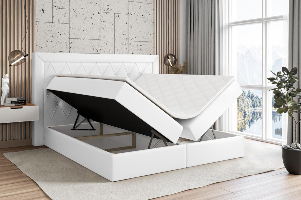BOXBETT mit H4-Matratze und Lattenrost - NOEL - 140x200 Weiß Hochglanz - Weiß Hochglanz, Holzwerkstoff (140/200cm) - ALTDECOR