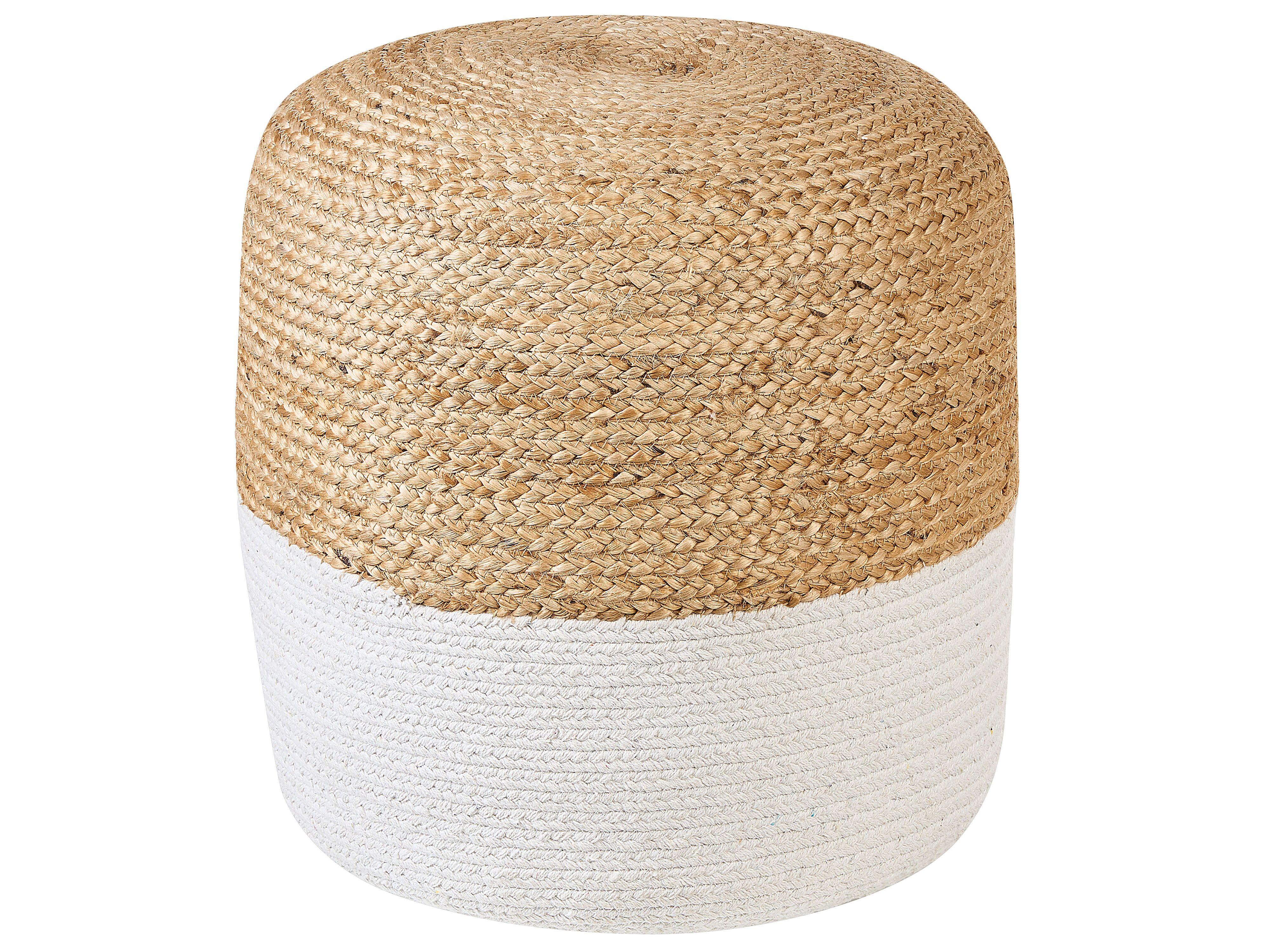 POUF Dalama 46/46/48 cm - Naturfarben/Weiß, Naturmaterialien (46/48/46cm) - Beliani