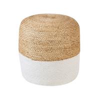 POUF Dalama 46/46/48 cm - Naturfarben/Weiß, Naturmaterialien (46/48/46cm) - Beliani