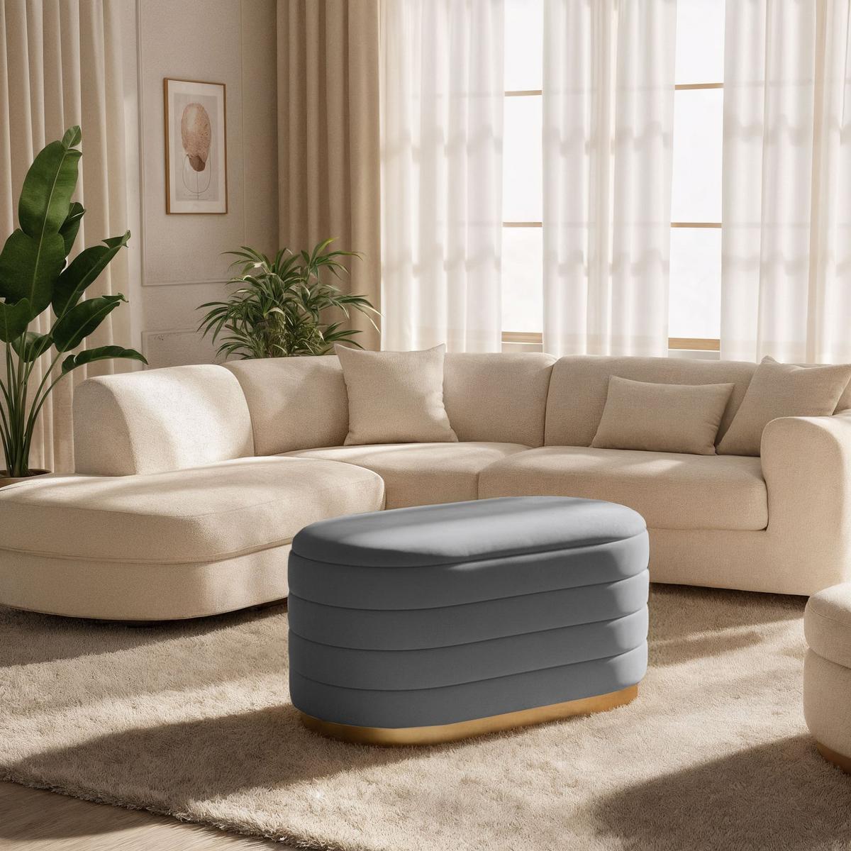 POLSTERBANK mi Stauraum Graphit - Grau, Textil (80/42/42cm) - RAUMHIRSCH FURNITURE