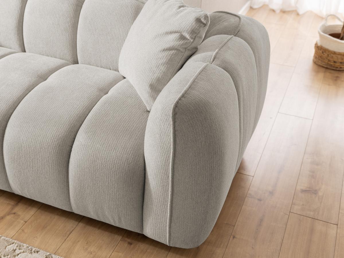 2-SITZER SOFA Nubira in tief gesteppter Bubble-Optik aus weichem Taupe Strukturstoff im modernen Design - Taupe/Schwarz, Holz/Kunststoff (172/69/89cm) - S-Style Möbel