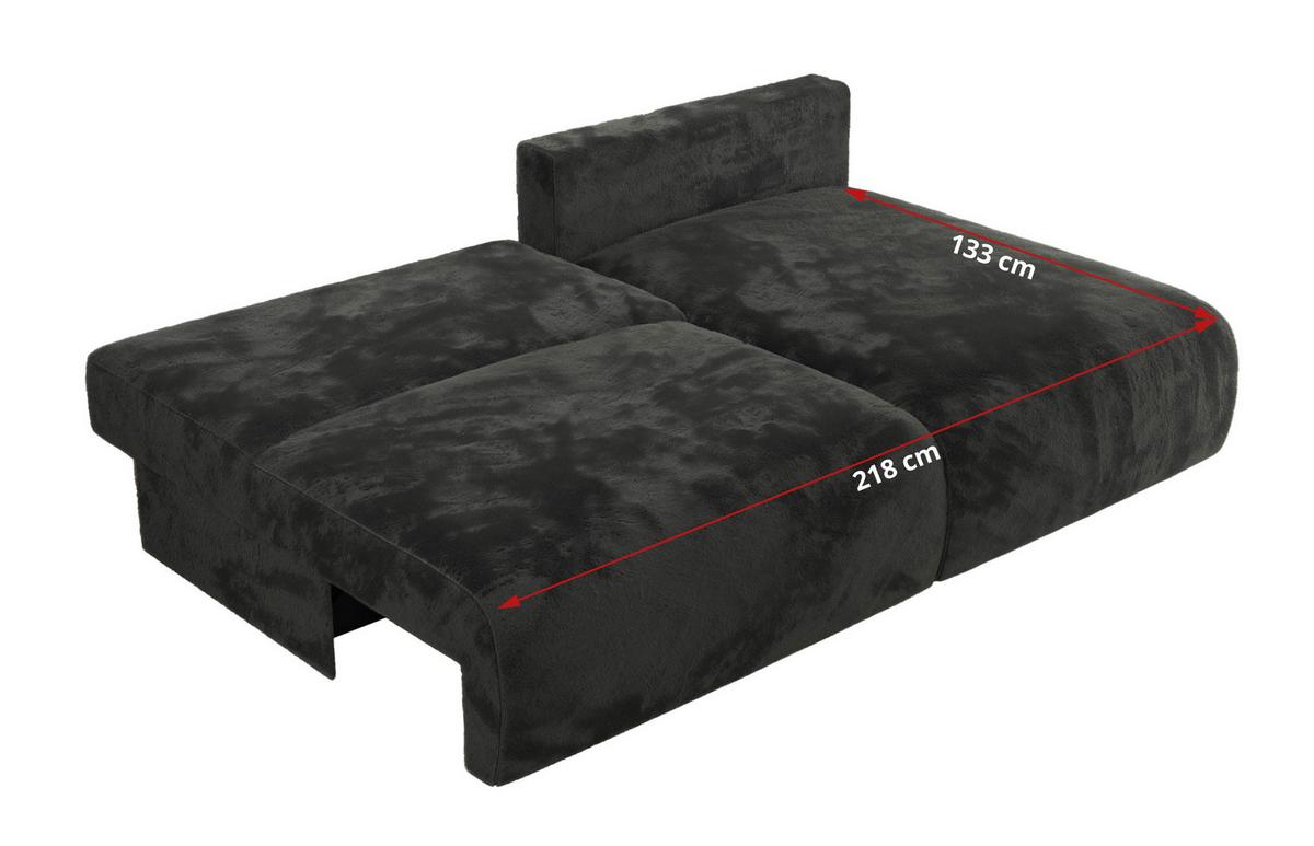 ECKSCHLAFSOFA VIVO L Dunkelgrau Plüsch - links - Dunkelgrau/Schwarz, Kunststoff/Textil (223/150cm) - MKS