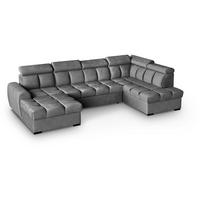 WOHNLANDSCHAFT Gomez U mit Schlaffunktion grau rechts - Grau, Textil (330/102/195cm) - Beautysofa