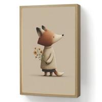 WANDLEUCHTE MIT AKKU Fuchs - Gelbe Blumen - Minimalistisch 40x60 cm - Taupe, Holzwerkstoff (40/60/8cm) - OnlyWow
