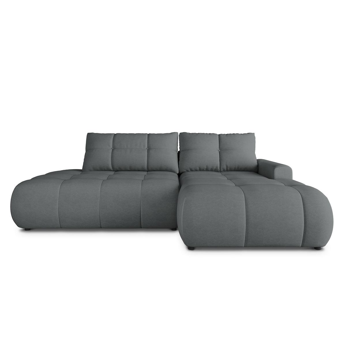 ECKSOFA FLUMA CL R-S Grau Samtstoff mit Schlaffunktion - Grau, Holzwerkstoff/Textil (279/158cm) - MASSENO