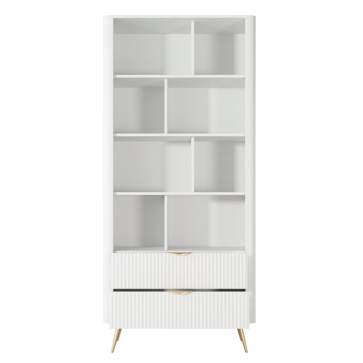REGAL Vespasia 2S Beige 88,2/193,8/38 cm – Geriffelte Fronten - Goldfarben/Weiß, Holzwerkstoff/Metall (88.2/193.8/38cm) - AX Living