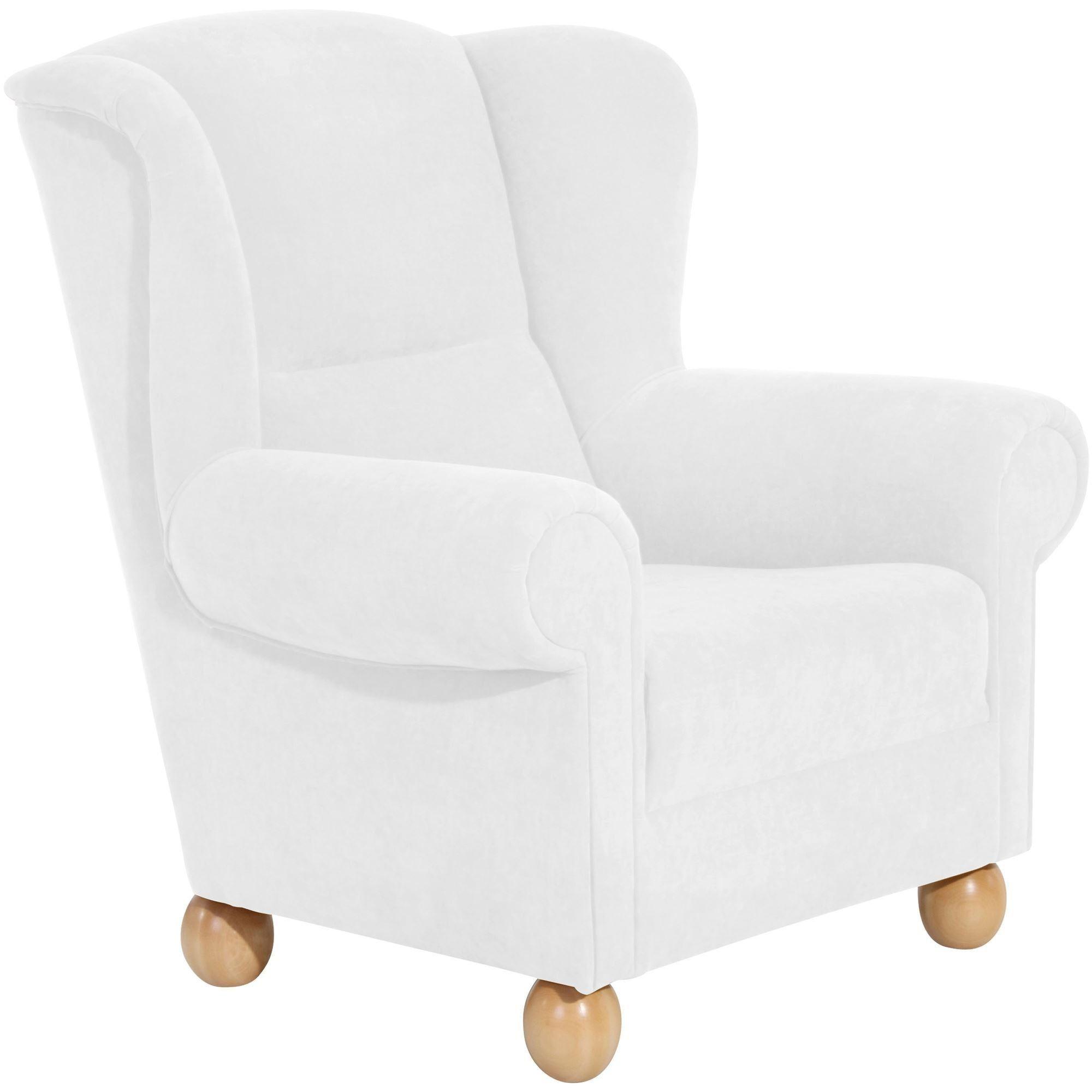 OHRENBACKENSESSEL Kasha Bezug Veloursstoff Buche natur / creme - Buchefarben/Creme, Kunststoff (93/103/87cm) - 58aufmkessel