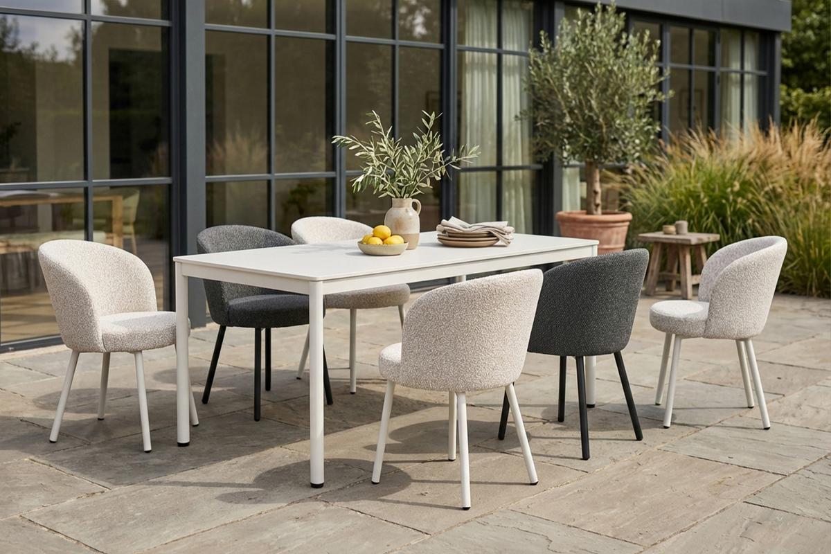 GARTENSTUHL INDUS Cremeweiß SOLENZO Flachgewebe (1er-Set) - Creme, Textil (56/77/62cm) - KAWOLA