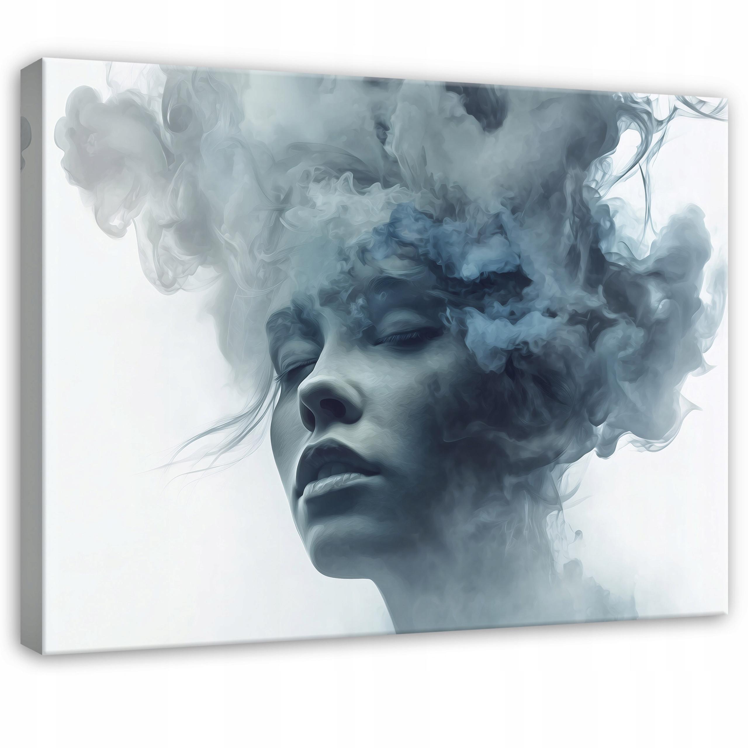 LEINWANDBILD Frau Abstraktion Blau 100x70 cm - Multicolor, Holzwerkstoff (100/70cm) - Wallarena