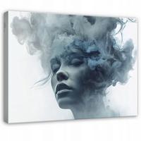 LEINWANDBILD Frau Abstraktion Blau 100x70 cm - Multicolor, Holzwerkstoff (100/70cm) - Wallarena