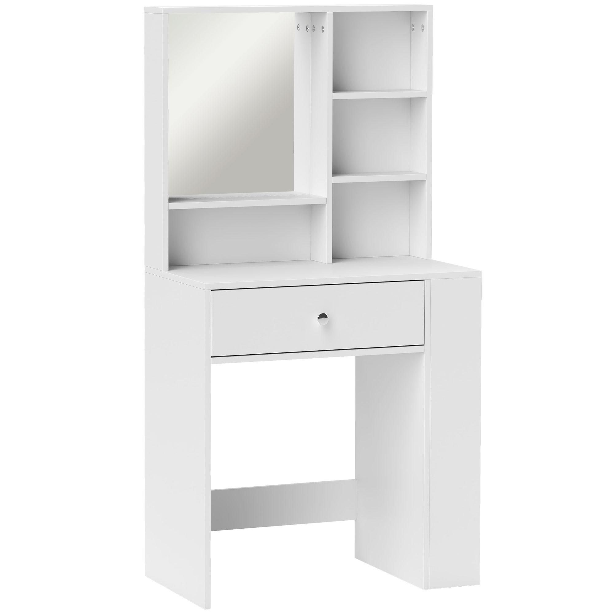 SCHMINKTISCH Kosmetiktisch mit Spiegel, Weiß - Weiß, Holzwerkstoff (40/137/70cm) - HOMCOM