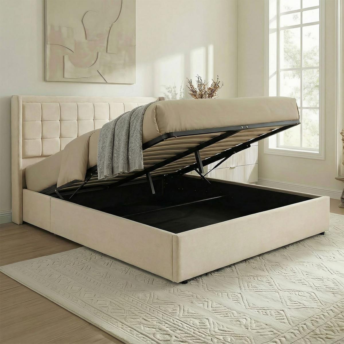POLSTERBETT YARO 160x200 cm cremeweiß - Creme, Textil (160/200cm) - IDIMEX