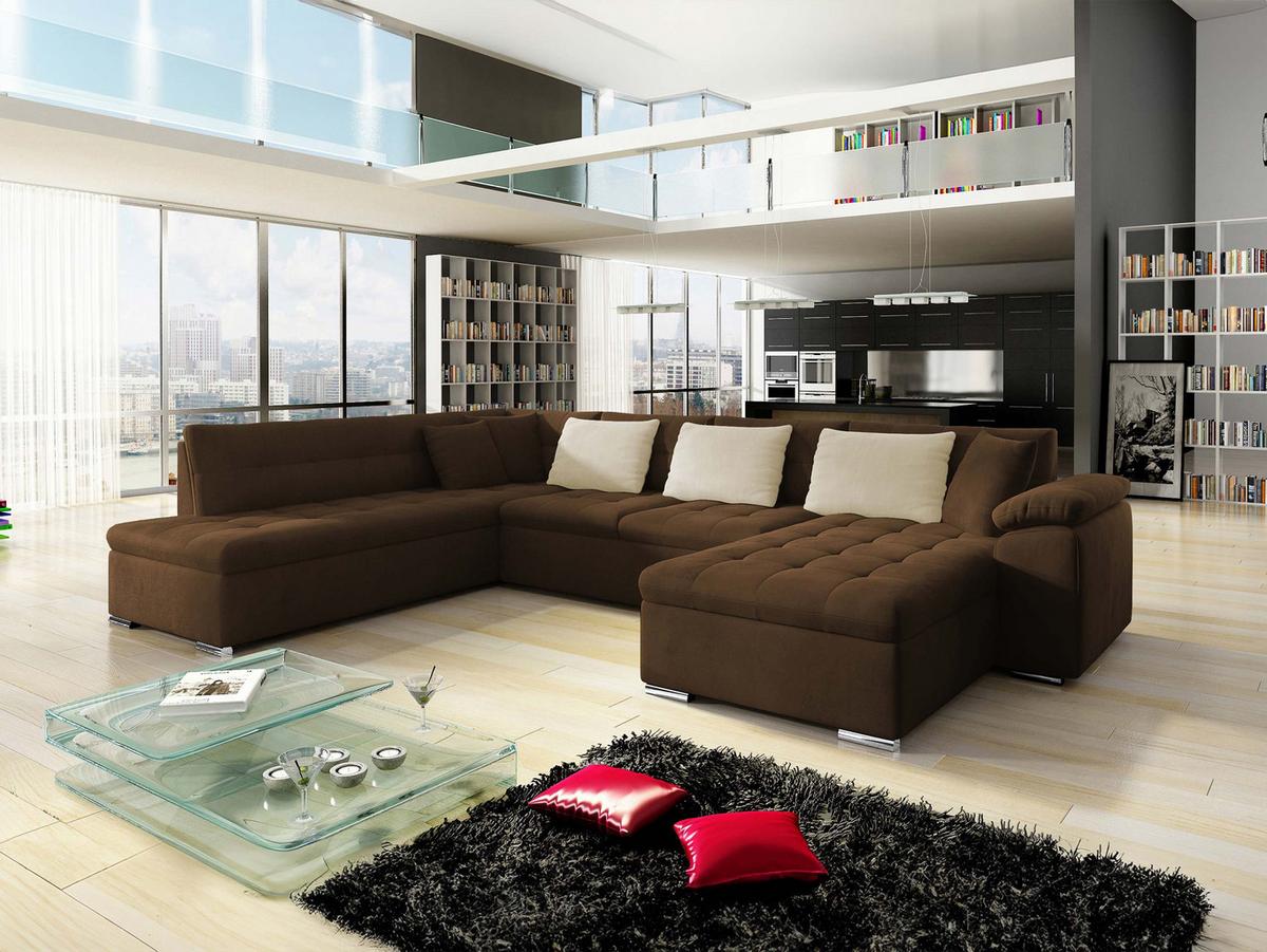 WOHNLANDSCHAFT Niko Bis, Seite: Rechts - Braun, Holz/Textil (348/76/205cm) - MIRJAN24
