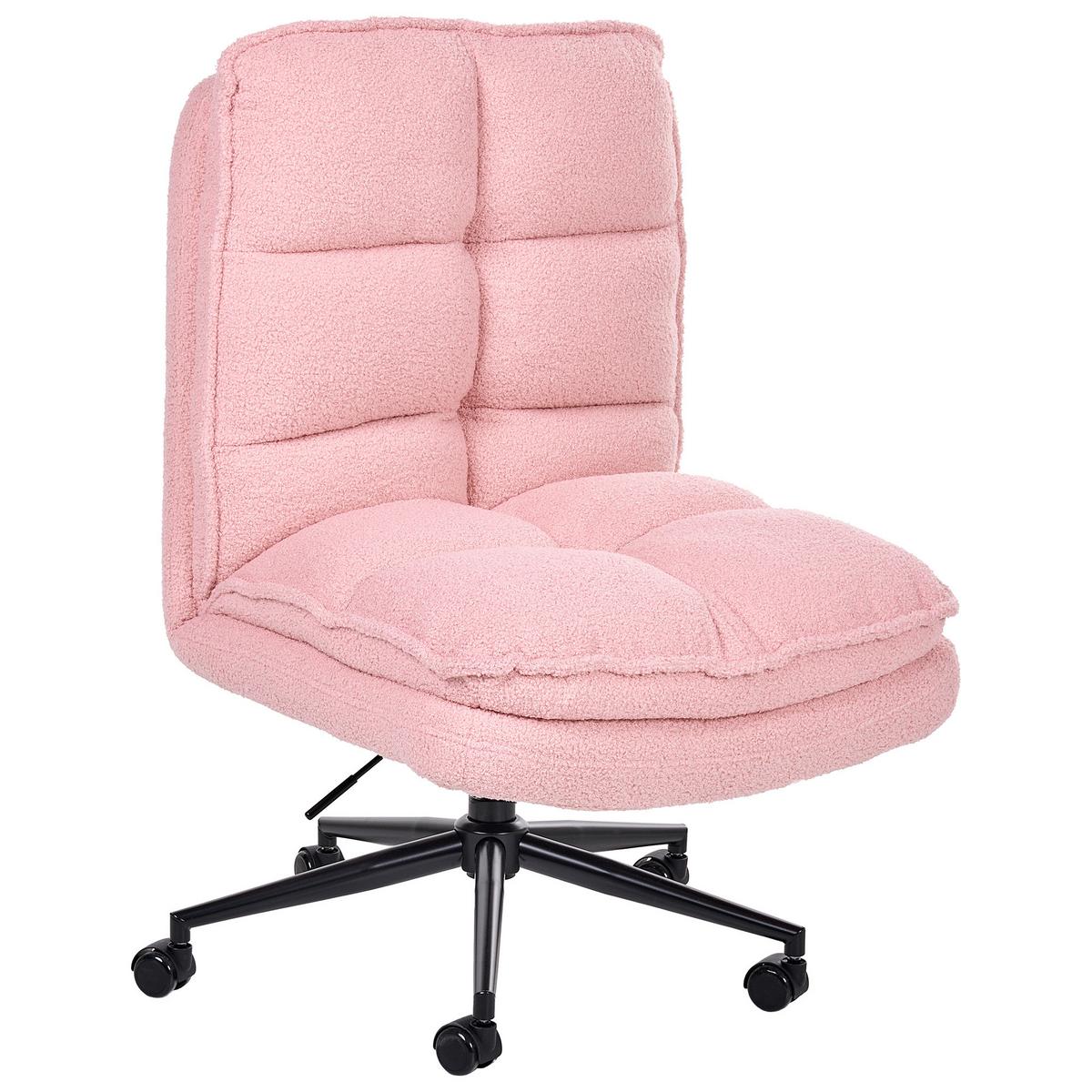 BÜROSTUHL Bouclé Rosa Addison - Pink, Textil (56/98/64cm) - Beliani