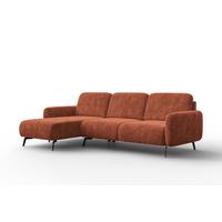 ECKSOFA FEBE 4-Sitzer LINKS, rostroter Chenille-Stoff - Rostfarben/Schwarz, Holz/Textil (264/157cm) - Wozimo