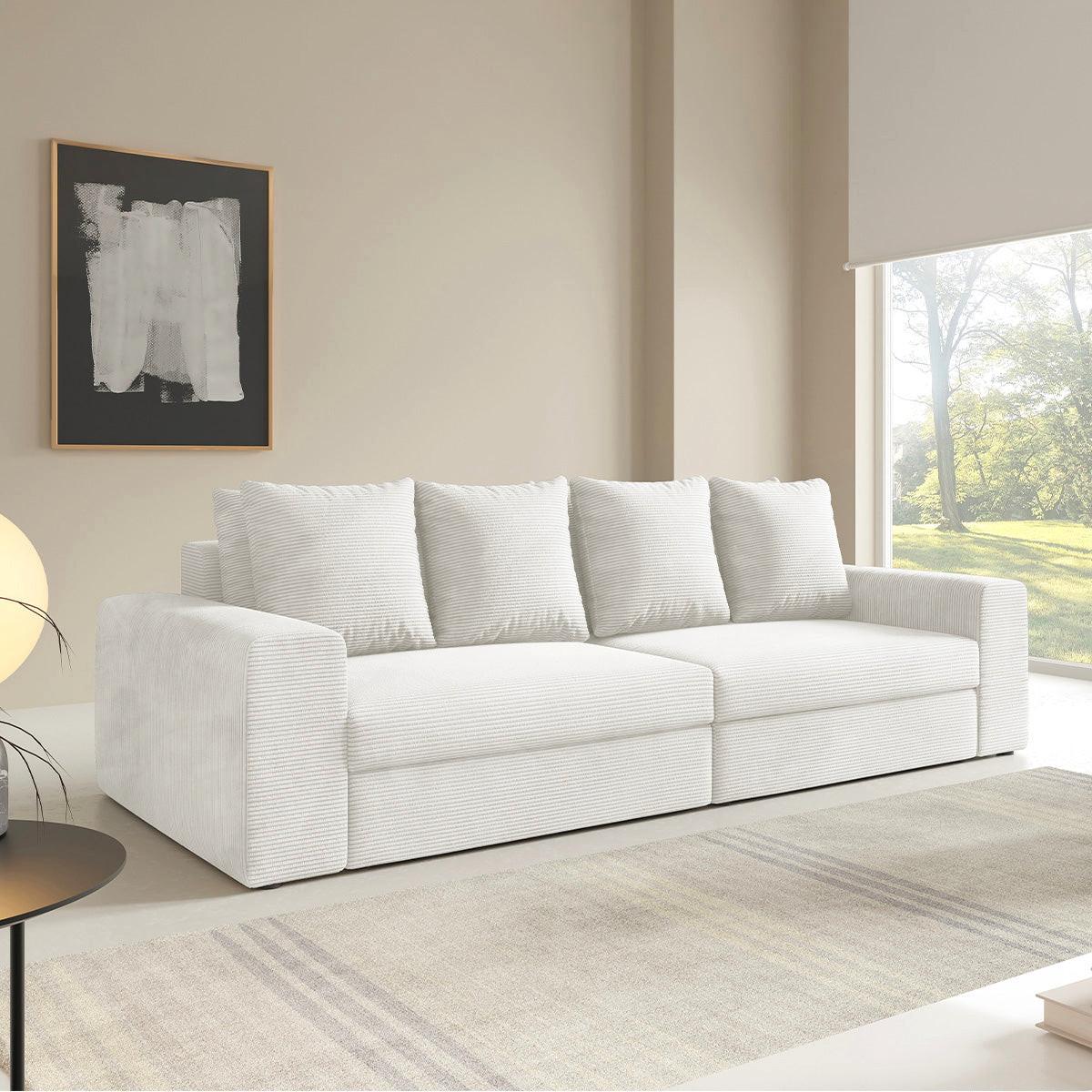 SOFA Paola 3 Sitzplätze Gebrochenes Weiß - Weiß, Holz (272/86/120cm) - Petits-meubles