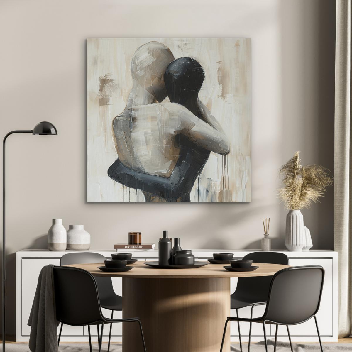 AKUSTIKBILD Abstrakt - Liebe - Schwarz und weiß - Modern Akustikpaneele 90x90 cm - Schwarz, Kunststoff (90/90/0.9cm) - MuchoWow