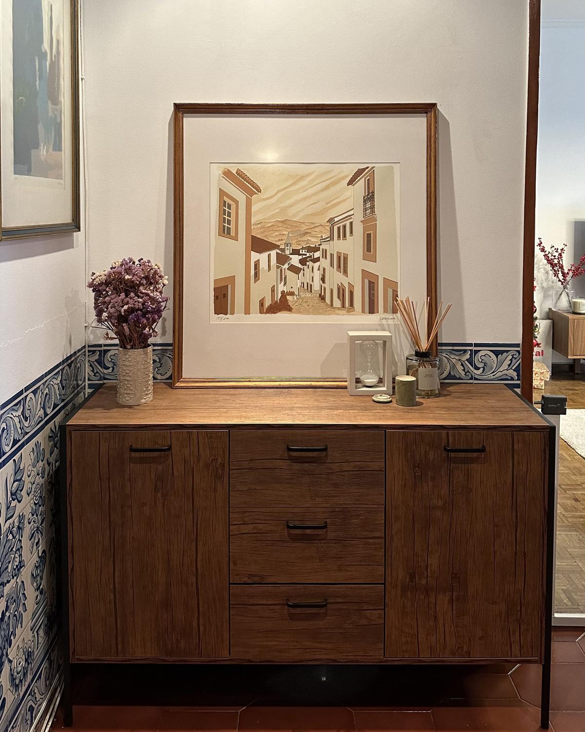 SIDEBOARD Dunkler Holzfarbton Tifton - Dunkelbraun/Schwarz, Holzwerkstoff (123/78/39cm) - Beliani