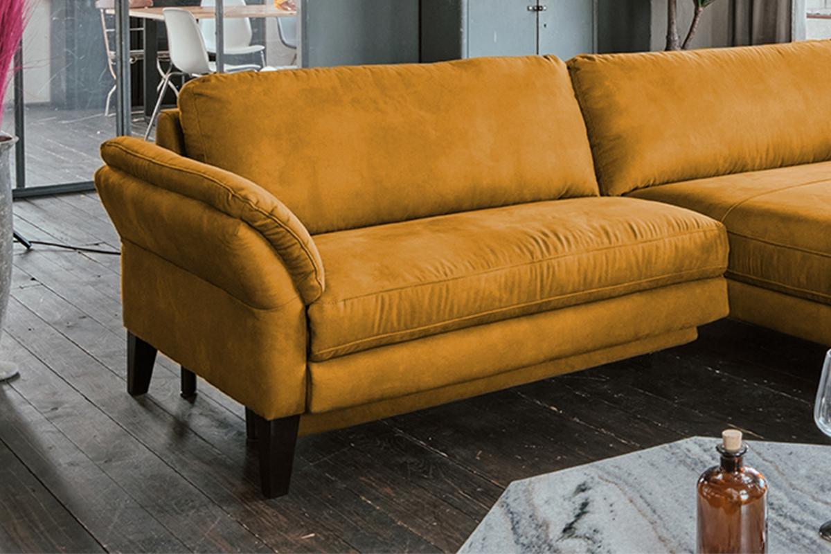 ECKSOFA MIT MOTORISCHER RELAXFUNKTION MALTA Gold Webstoff Relaxfunktion - Goldfarben/Schwarz, Buchenholz/Textil (302/175cm) - KAWOLA