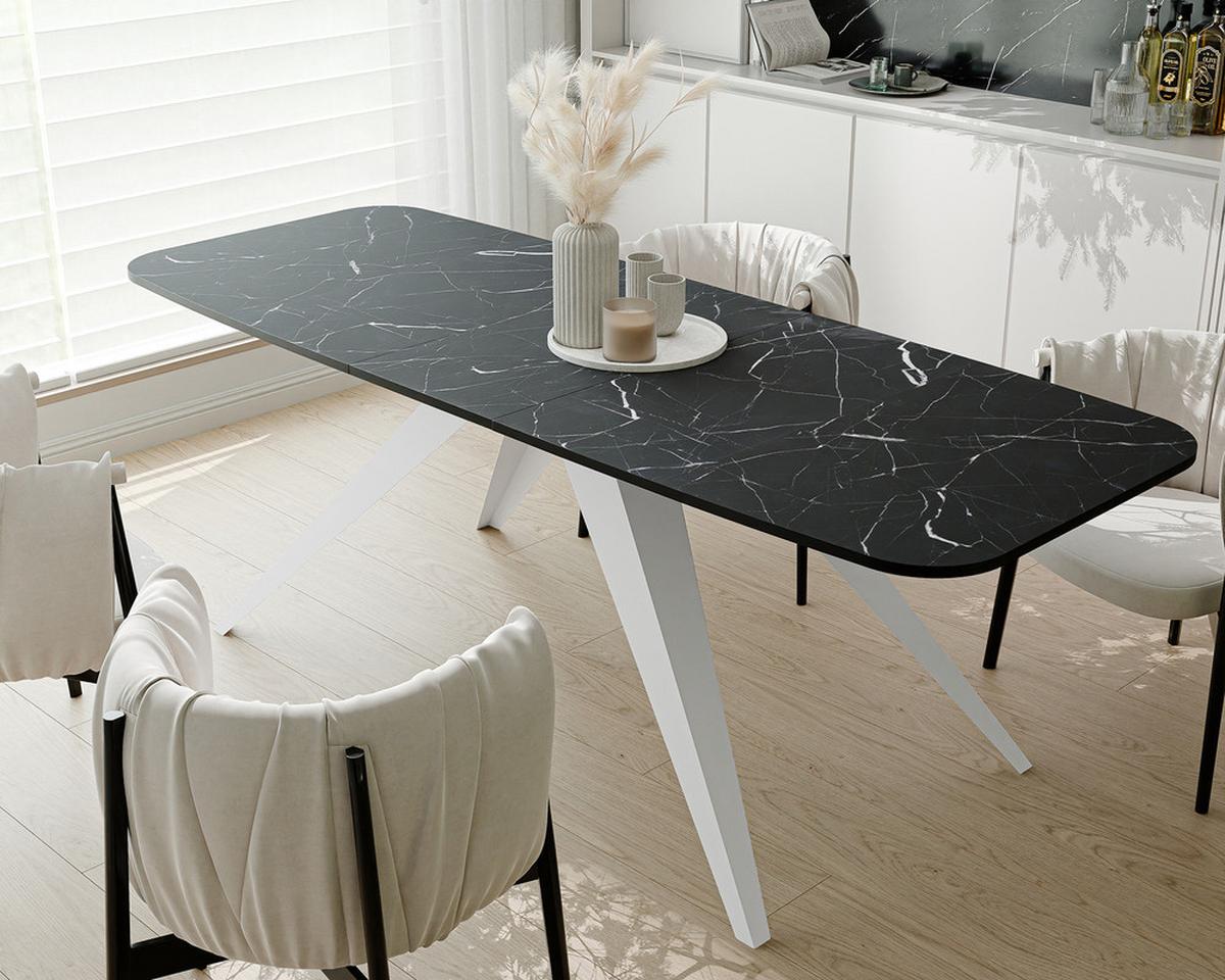 AUSZIEHTISCH FENTO 160/80/76 cm, Weiß / Grigia Pietra (Steingrau) - Weiß/Grau, Holzwerkstoff/Metall (80/160/76cm) - Idohome