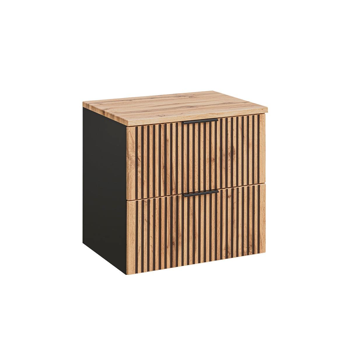 WASCHTISCH 60.6cm Gaia Holz in Eichenoptik und Schwarz - Schwarz, Holzwerkstoff (60.6/59/46cm) - Petits-meubles
