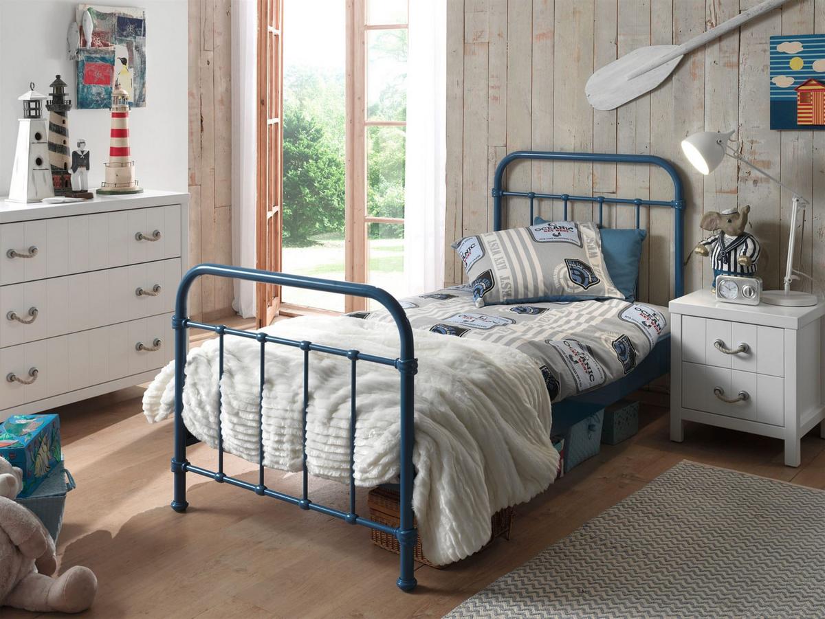 METALLBETT Karlyn 210x111x98 aus Metall in Blau - Blau, Metall (90/200cm) - 58aufmkessel