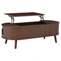 COUCHTISCH Walnuss Anhebbar mit Verstecktem Stauraum & Rolltür - Walnussfarben, Holzwerkstoff (50/120/39.5cm) - Urban Meuble