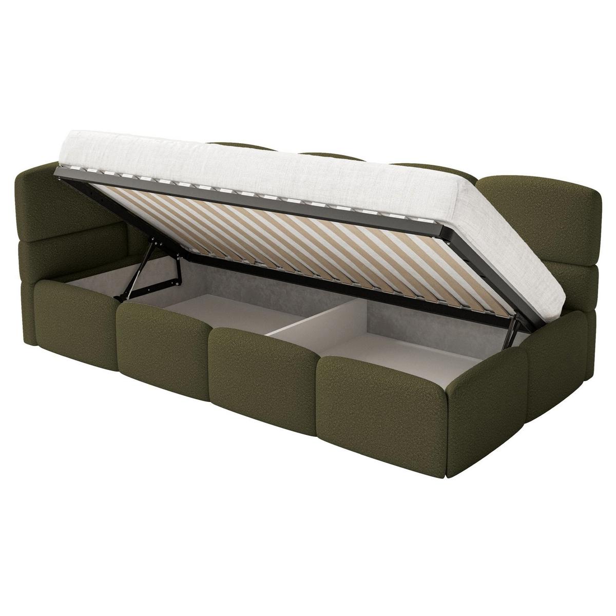 JUGENDBETT Cloudy links Bouclé Olivgrün - Olivgrün, Kunststoff/Textil (90/200cm) - Selsey