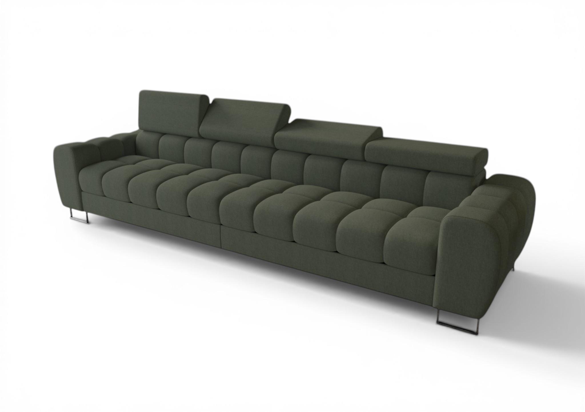 SOFA 4-sitzer Bastien In Stoff Gemma - Grün, Holzwerkstoff/Textil (335/95/97cm) - Fun Möbel