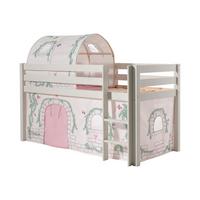 KINDERBETT Karolina 210x114x106 Massivholz Weiß Textilset Burg 2 - Hellgrau/Weiß, Holz (90/200cm) - 58aufmkessel