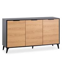 SIDEBOARD Kalma 3 Türen Schwarz/Eiche - Schwarz, Holzwerkstoff (136/76/40cm)