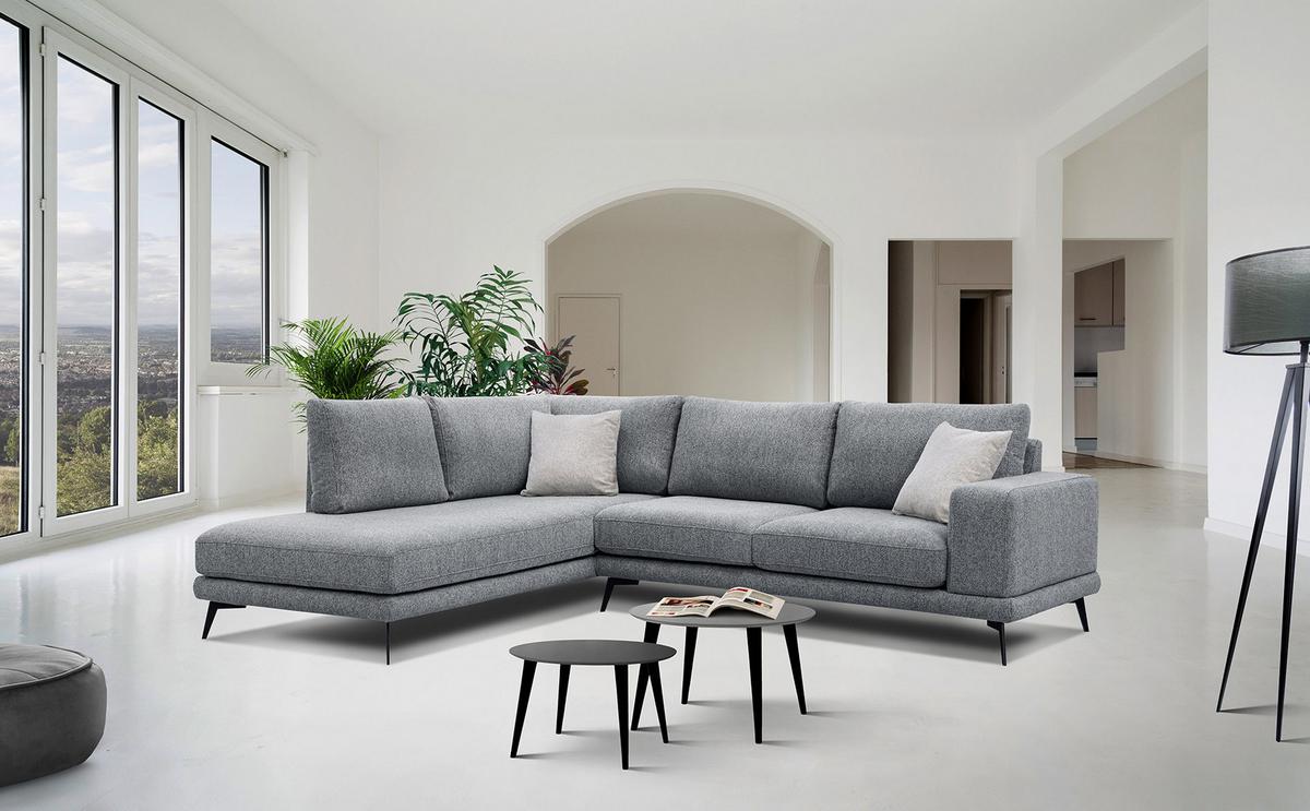 ECKSOFA MEDIOLANE 5-Sitzer, grau - Grau, Holzwerkstoff/Textil (219/282cm) - Wozimo