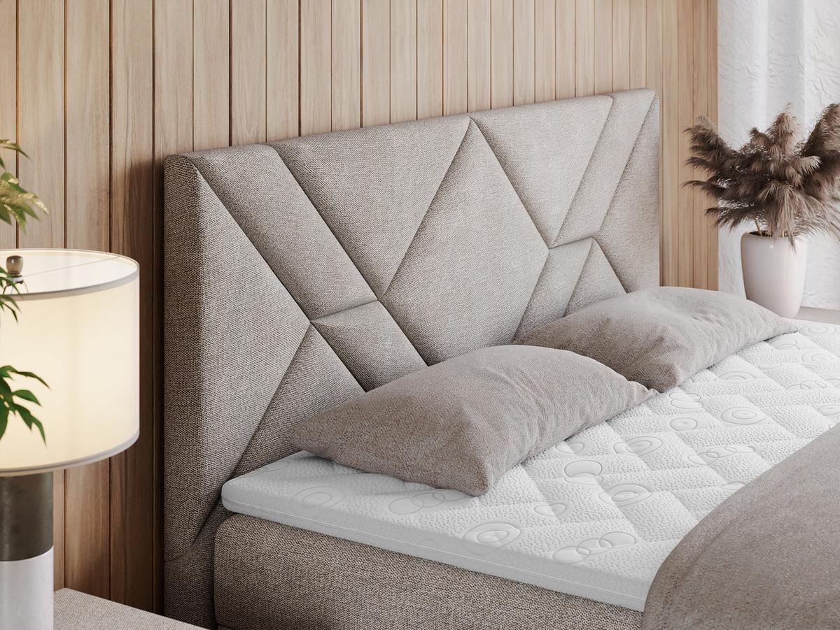 BOXBETT NEOMI 120/200 - Beige Strukture - H4 - Visco - Beige, Holz/Textil (120/200cm)